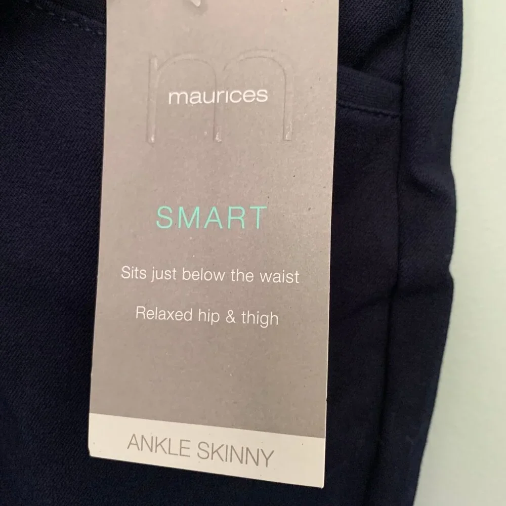 NEW Maurices Smart Ankle Skinny Pants Women 24 Regular Navy‎ Blue Stretch